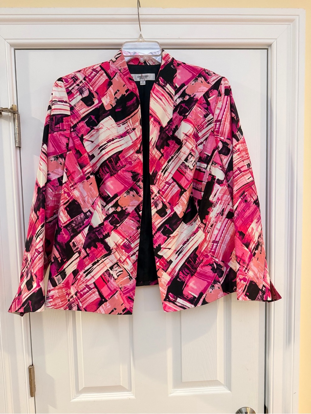 Women's Size 18W "Jones Studio" Separates Pink Abstract Open-Front Blazer GUC